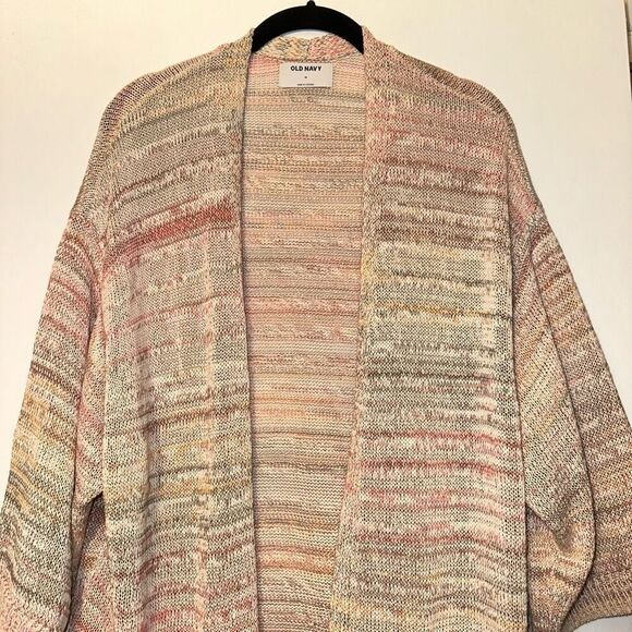 Old Navy Women’s Pink Gray Heathered 3/4 Cardigan Sweater Medium - Picture 3 of 11